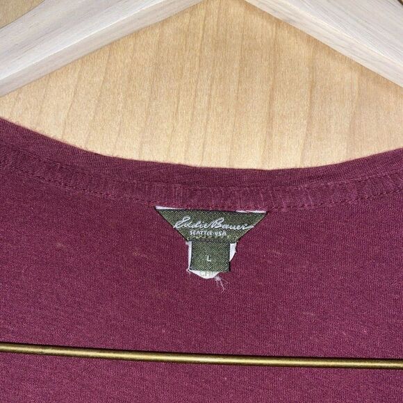 Eddie Bauer Maroon Beaded Short Sleeve Top L - Picture 4 of 7